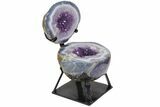 Agate & Amethyst Jewelry Box Geode With Metal Stand #116282-5